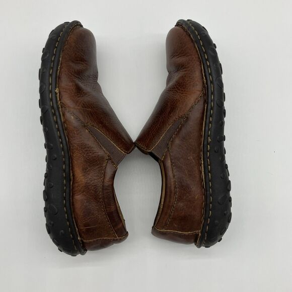 Cabelas Leather Loafers Womens 8.5 M Brown Slip On Clog Comfort Casual Shoes - Picture 10 of 11